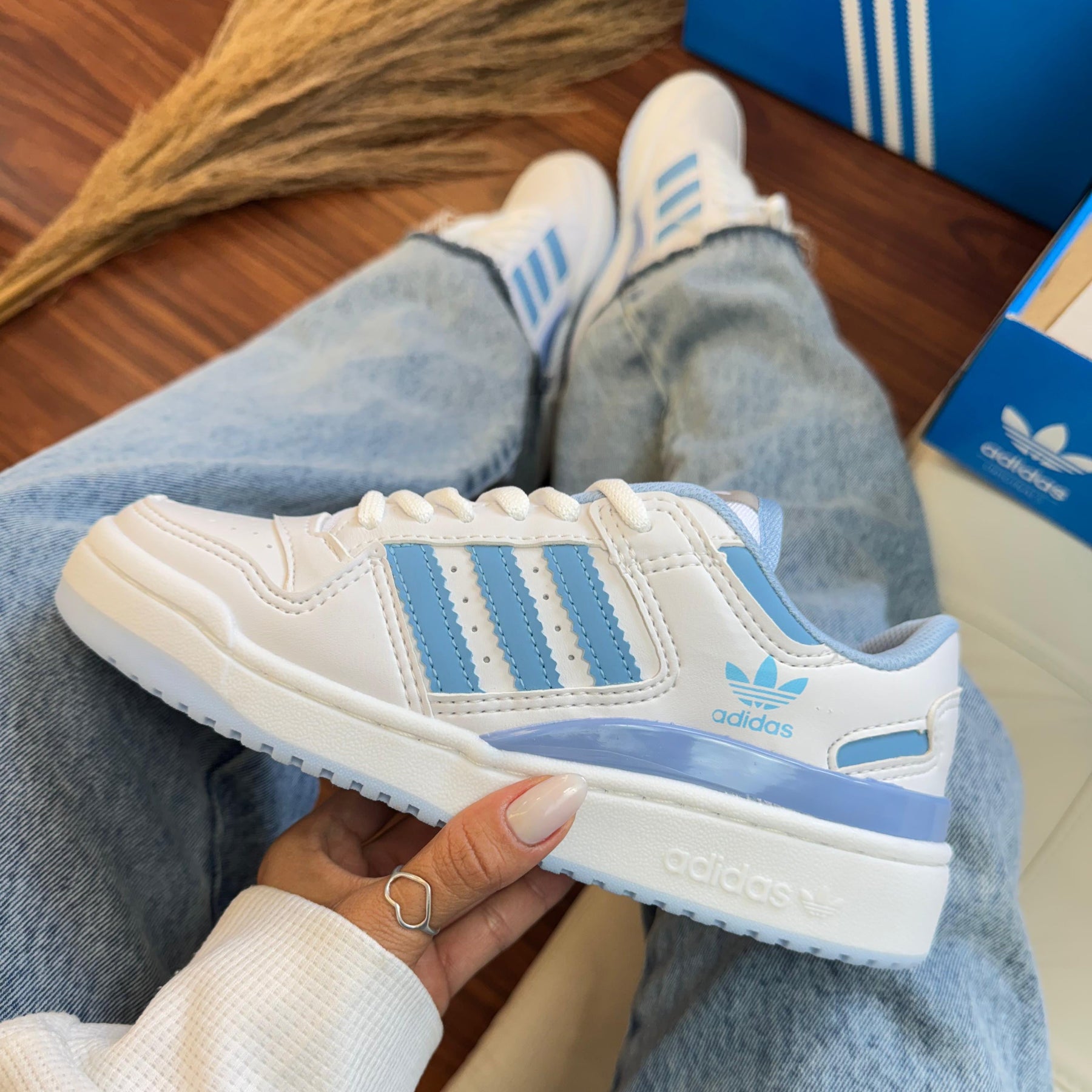 Tênis Fórum Azul com Branco - Premium
