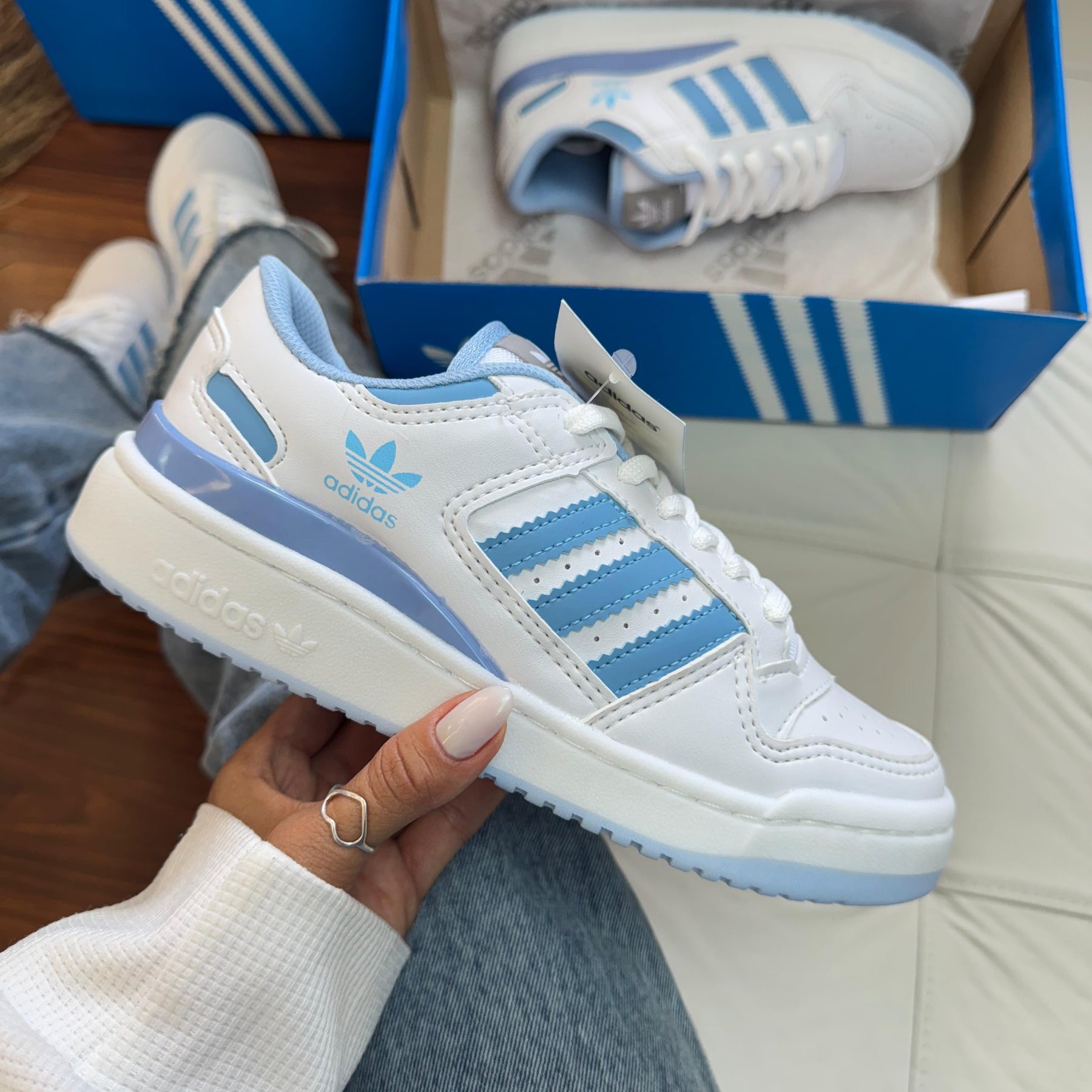 Tênis Fórum Azul com Branco - Premium