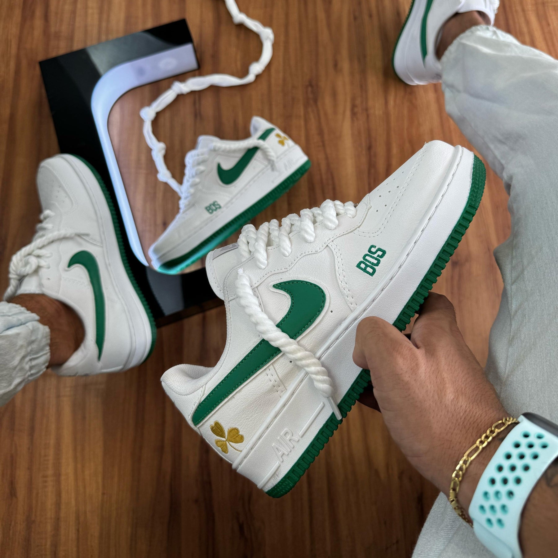Tênis Air Force BOS Branco e Verde - Premium