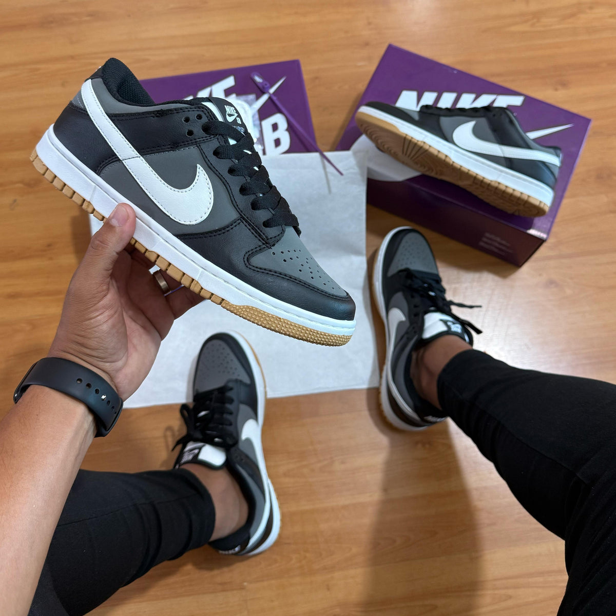 Tênis Dunk Cinza e Preto - Premium