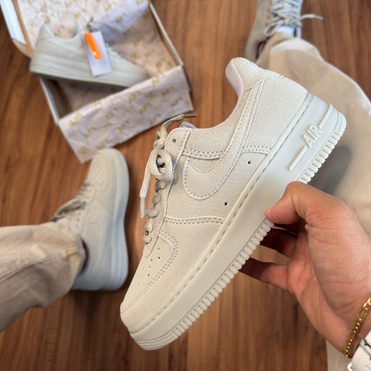 Tênis Air Force Camurça Cinza - Premium
