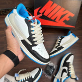 Tênis Air Jordan 1 Low X Travis Scott Reverse Fragment (Azul) - Premium