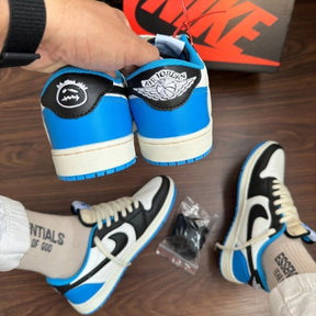 Tênis Air Jordan 1 Low X Travis Scott Reverse Fragment (Azul) - Premium